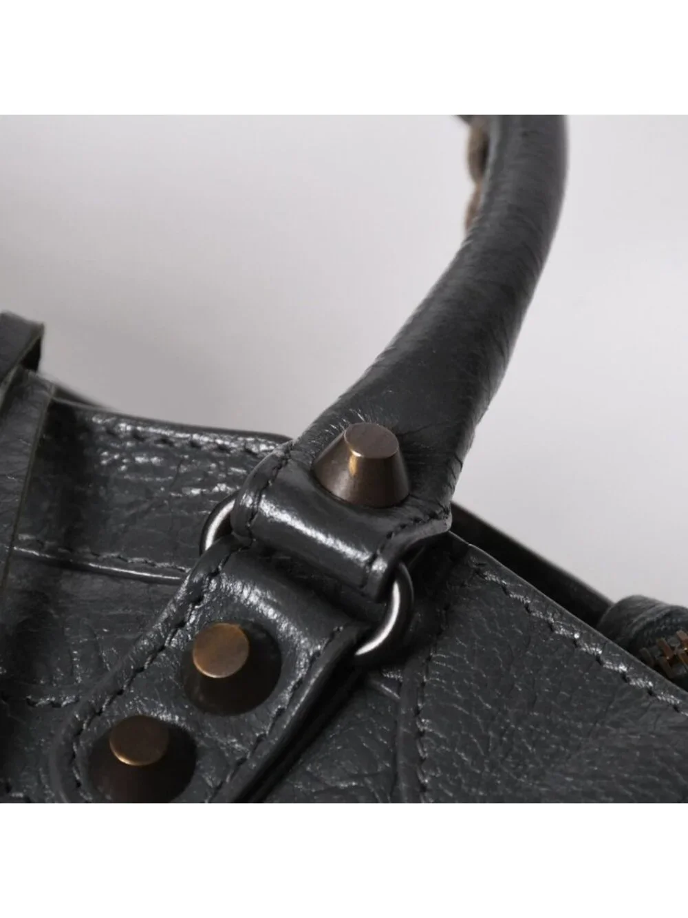 Balenciaga Classic Mini City 2-Way Bag Leather Gray Antique Gold